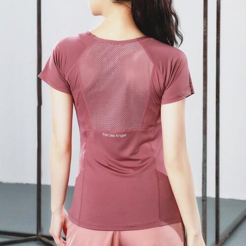 Summer Sports T-shirt Female Elastic Quick-drying Short Sleeve Slimming O-Neck Yoga Shirt Running Fitness Clothes