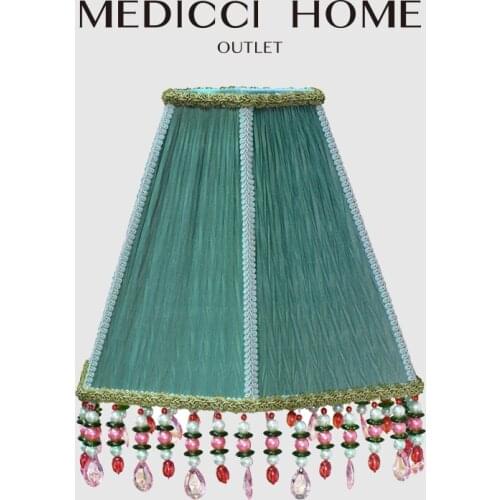 Medicci Home Boho Lamp Shade Bohemia Ethnic Style Retro Green Luxury Lamp Cover Fantastic Art Lampshades With Beaded Tassels