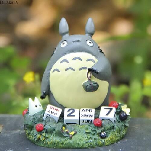 Cute Totoro Calendar Crafts Creative Anime Action Figure Printed Cartoon Resin Micro Landscape Flowerpot Decoration Doll Gift