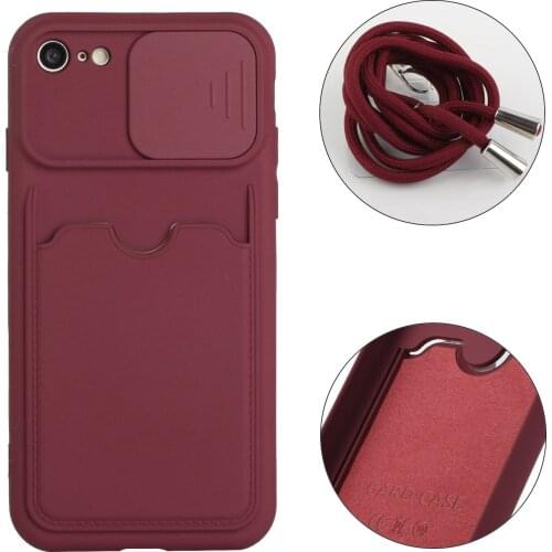 For Soft Silicone Case Back Cover For iPhone7 8 Fashion Candy color Couples Cover Card Slot Holder Solid Color