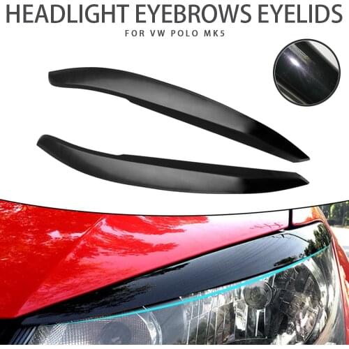 For VW Polo mk5 car headlight eyebrows Eyelids Trim Cover ABS Sticker Front Headlamp Trim Strip car accessories 2011-2017