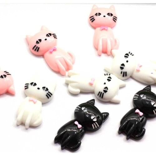 Super Cute Resin Animal Cat Cabochons Flatback Cartoon Animal Cat Charms 32MM Cartoon Cat Hair Bow Cent