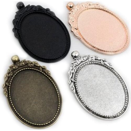 New Fashion 5pcs 30x40mm Inner Size 5 Colors Flowers Style Cabochon Base Setting Charms Pendant