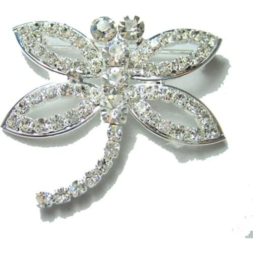 New rhinestone dragonfly charm pin brooch fashion apparel brooch costume ornament jewelry accessory 6pcs x