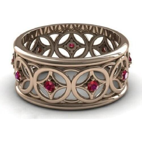 New High-Quality Copper-Plated Gold-plated Inlaid AAA Zircon Hollow Ring European and American Fashion Trendy Womens Rin