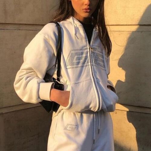 Autumn Women’s Hoodie Cardigan Letter Zipper Hooded Sweatshirt Long Sleeve Blouse Tops Ladies Casual Hoodie Pullover