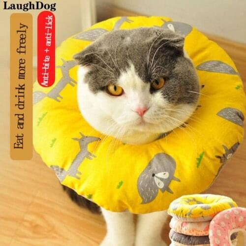 Pet Dog Cat Collar Soft Cotton Adjustable Collar For Anti-Bite Lick Surgery Wound Cure Protective Cute Printed Pet Accessories