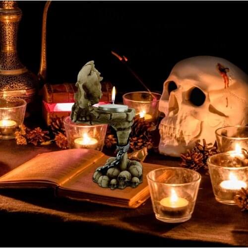 Halloween Decor Skull Candle Holder Resin Candlestick For Halloween Decor Skeleton Candle Base Halloween Decoration For Home