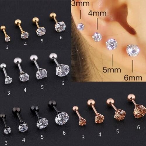 1/PCS Gem Stainless Steel Earring Stud Cartilage Tragus Bar Helix Upper Ear Exquisite Eardrop Personality Charm Fashion Jewelry