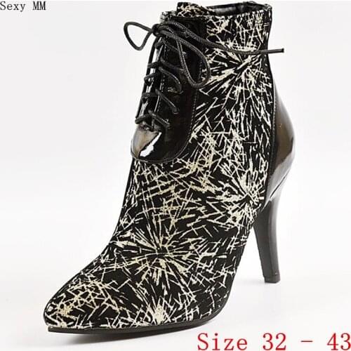 Spring Autumn High Heels Women Ankle Boots High Heel Shoes Woman Short Boots Small Plus Size 32 - 43
