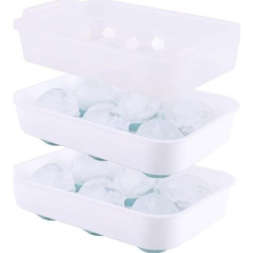 Silicone Ice Square Trays Set of 2 with Cover, Food Grade Creative Whiskey Ice Ball Mould, 6-Grid Spherical Ice Lattice