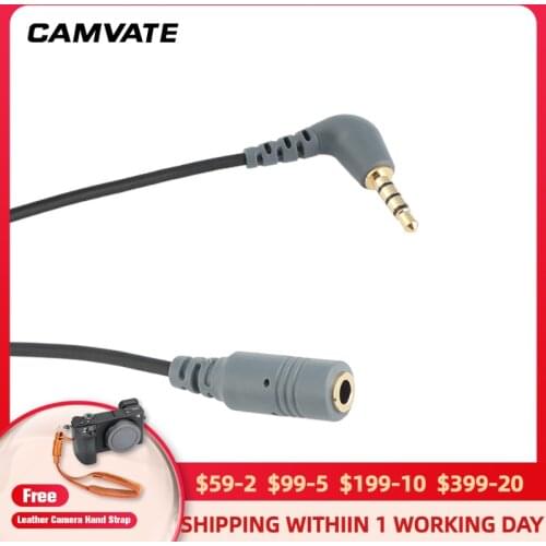 CAMVATE Standard 3.5mm Female TRS To 3.5mm Right-Angle Male TRRS Adapter Cable Connector For Rode Video Mics /Stereo Video Mics