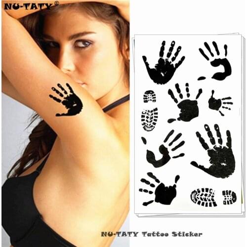 Nu-TATY Crime Scene Palm Print Temporary Tattoo Body Art Arm Flash Tattoo Stickers 17*10cm Waterproof Fake Henna Painless Tattoo