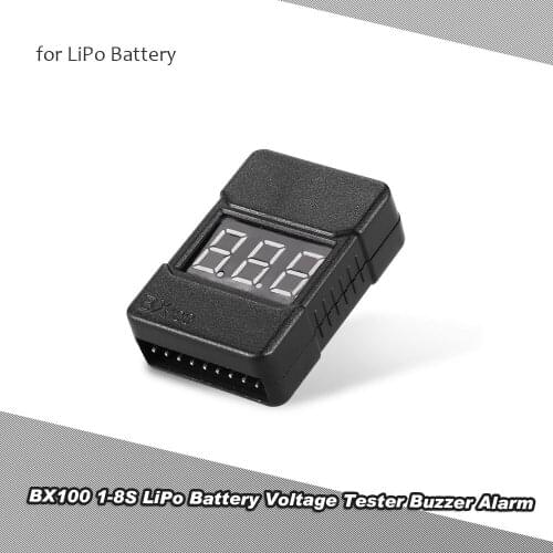 GoolRC BX100 1-8S LiPo Battery Voltage Tester Low Voltage Buzzer Alarm with LED Indicator