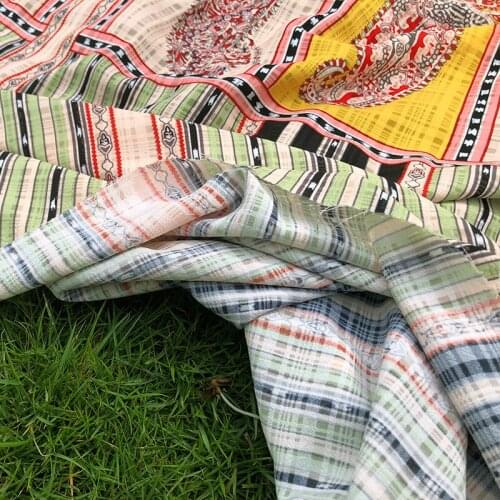 Ethnic Style Cashew Stripe Digital Plaid Jacquard Fabric For Dress Christmas Tissus Au Mètre Telas Por Metro Ткань Для Шитья Diy