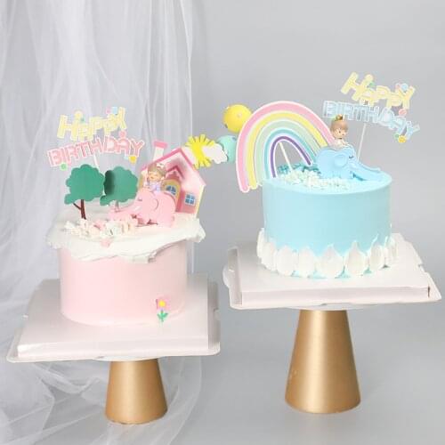 1PC Candy Color Rainbow Cake Toppers Cloud Balloon Cake Flags Decor Kids Children Birthday Party Cupcake Topper Wedding Party