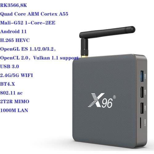 X96 X6 TV Box Android 11 8GB RAM 128GB ROM Rockchip RK3566 Support 4K USB3.0 2T2R MIMO Dual Wifi 1000M LAN 4G 64GB 32GB Media