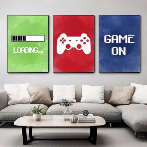 Video Game Wall Art Canvas Painting Gaming Room Decor Posters and Prints Abstract Party Artwork Picture for Boys Room Decoration