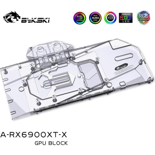 Bykski Water Block Use for AMD Radeon RX6900XT RDNA2 GPU Card / Full Cover Copper Radiator / RGB Light