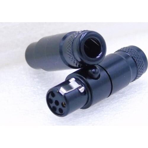 High quality black 20pcs/lot mini xlr 6 pin female Audio Mic connector TA6FSH-B Mini XLR Connector with Steel Shell 105B