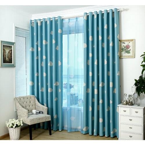 Cartoon Clouds Blackout Curtains for Kids Living Room Pink Windows Curtain for Childrens Bedroom Blue Window Treatments Drapes