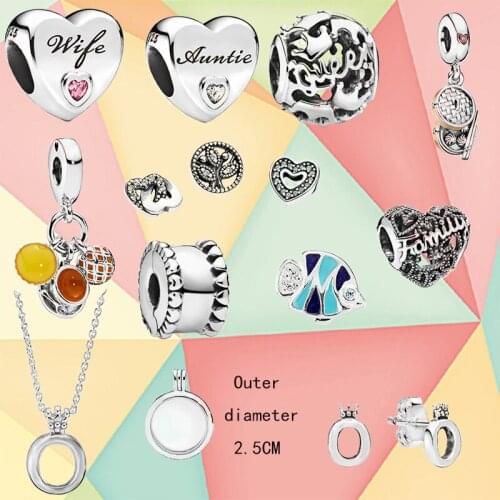 Autumn New S925 Sterling Silver White Gold Crown Earrings Necklace Love Beads Pendant Diy Bracelet Fashion Luxury Jewelry