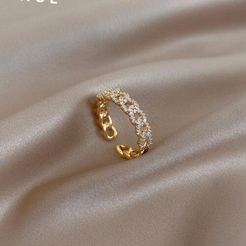 2021 South Korea New Hollow Heart-shaped Gold Opening Ring Exquisite Fashion Simple Index Finger Ring Women Banquet Jewelry