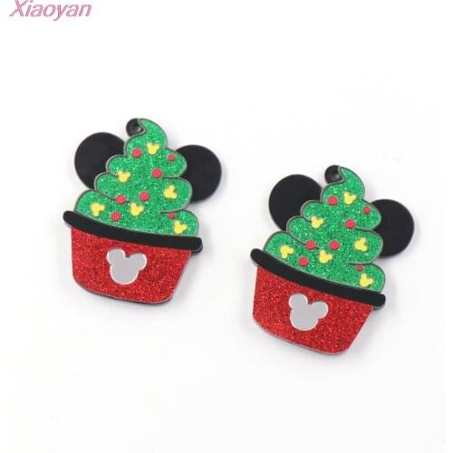 1pair) CH1291-Ice Cream For Dangle Earrings Mouse Head Glitter Acrylic Jewelry Making