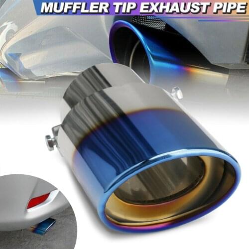 1pc Car Auto Exhaust Pipe Tip Rear Tail Muffler Stainless Metal Chrome Silver Blue DIY Parts Moulding