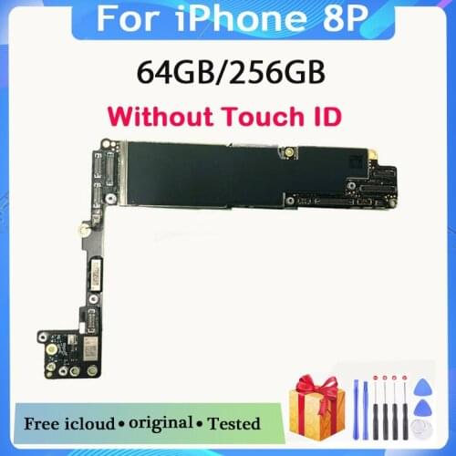 100% Original unlocked for iphone 8 Plus Motherboard without Touch ID,with Clean iCloud for iphone 8 Plus 8p Mainboard+Chips