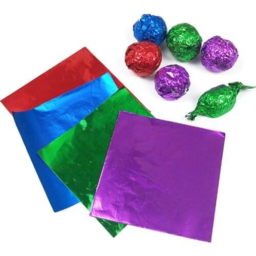 100Pcs/Pack Golden Aluminum Foil Candy Chocolate Cookie Wrapping Tin Paper Party DIY Metal Embossing Gift Packaging Craft Paper