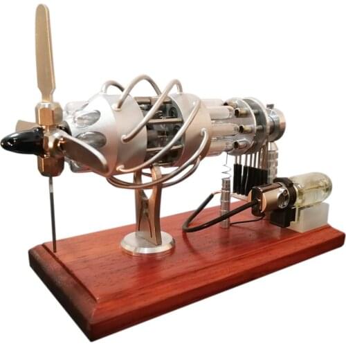16 Cylinder Swash Plate Butane Powered Quartz Glass Hot Cylinder Stirling Engine Model