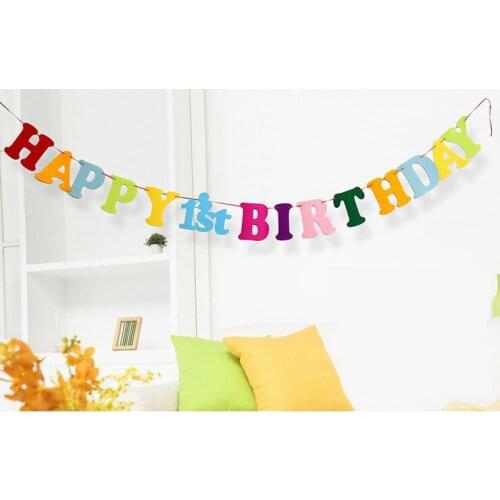 2.5meter Party Flag 1st first Happy Birthday non-woven fabrics Pennant bell garland Banner Bunting for Decoration DIY favor cn