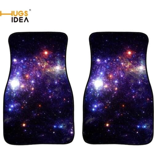 2Pcs Galaxy Star Print Car Floor Mat Colorful Space/universe Customize Car Floor Mats/Rugs Personal SUV Dirtyproof Front Carpets