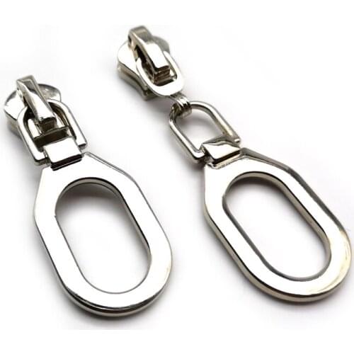 20 PCS/LOT, No.8 No.5 Zipper Slider with Oval Shape Zip Puller Silver Color Clothes Accessories