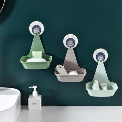 2020 Multifunction Boat Shape Drain Basket Punch Free Wall Mounted Shelf Drain Rack Around The Sink Kitchen Bathroom Supplies