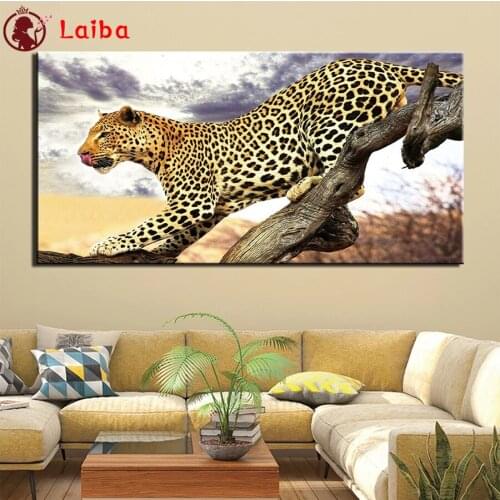 Diamond Embroidery African wild animal leopard Picture Of Diamond Painting Full Square round drill Mosaic Cross Stitch Wall Art