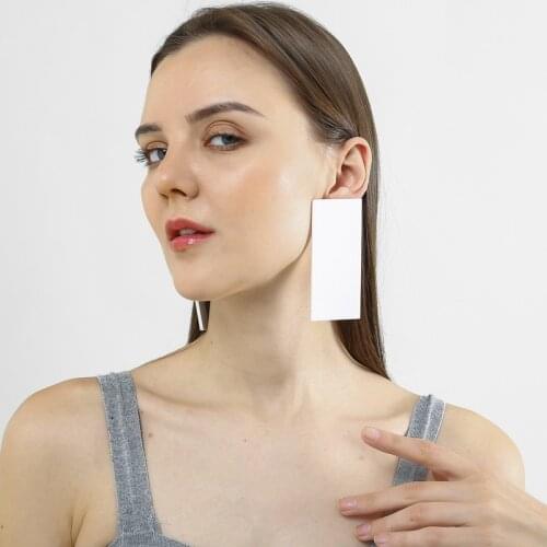 Free Shipping!Fashion Rectangle Gold Silvery Mirror Acrylic Stud Earrings For Women