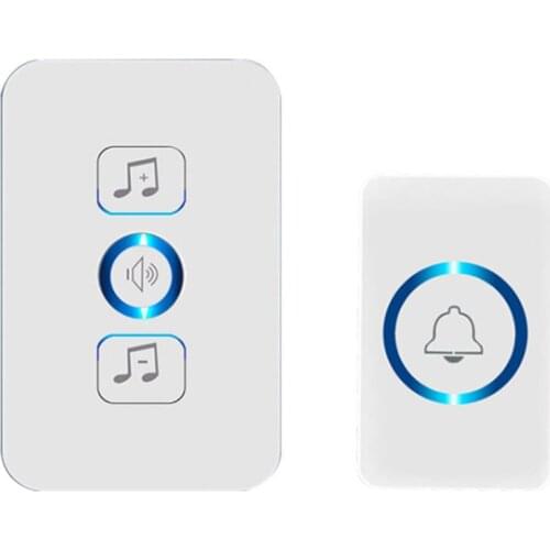 Wireless Waterproof Doorbell 1 Button 1 Receiver 200m Remote Control Smart Home Eye-catching Backlight Flashes Doorbell