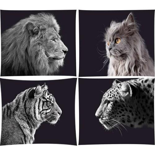 Boho Bohemian Mandala Tapestry Wall Hanging Lion Tigers Beach Mat Animal Party Decoration Black Background Photography Backdrop