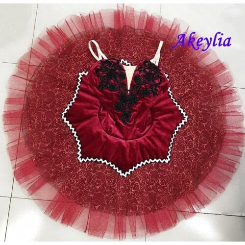 Burgundy Performance Ballet Tutu child classical Ballet Tutu Ballet Stage Costume Red Adult Performance Pancake Tutu Dress 19063