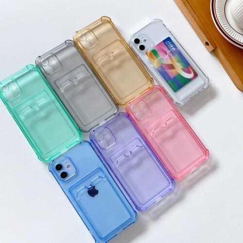 For iPhone 12 Mini 11 Pro X XR XS Max 7 8 Plus SE 2 Phone Case Fashion Wallet Funda With Card Holder Candy Color Soft TPU Cover