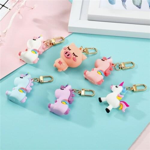 Dayoff Cute Cartoon Unicorn Pig Keychain Keyring For Women Girl Jewelry Korea Animal Car Bandbag Key Holder Keyring Jewelry K143