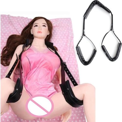 Erotic Leather Padded Bondage Thigh Sling Spreader Open Leg Straps Slave Neck Women BDSM Play Sex Swing Sex Position Aid Sex Toy
