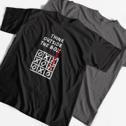 COSMIC S100% cotton think outside the box print men T shirt casual top quality printing loose men Tshirt cool o-neck t-shirt