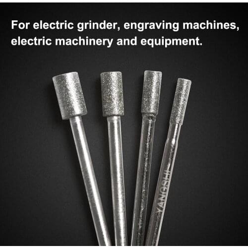 8PCS 3mm,4mm,5mm,6mm Grinding Head Diamond Coated Cylinder Head Repairing Grinding Bit 3mm Shank Dremel Burrs Rotary Tool