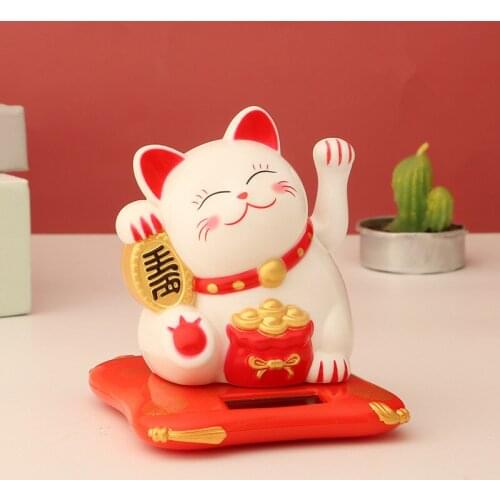 Chinese Lucky Wealth Waving Cat Gold Waving Hand Cat Home Decor Welcome Waving Cat sculpture statue decor Car Ornament