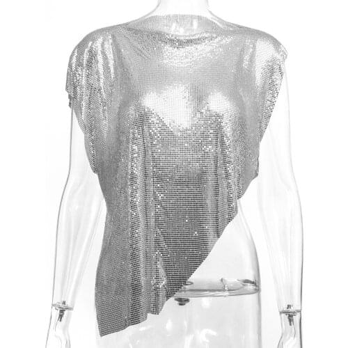 Sexy irregular metal mesh y2k Summer crop top women Bralette corset tops Night club Party cute topy fishnet bralette tank top HL