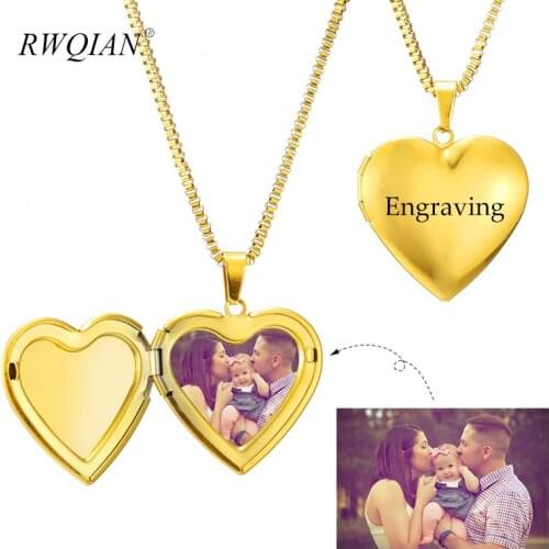 Heart Pendant Custom Photo Necklace For Women Personalized Custom Photo Box Necklaces 2020 Stainless Steel Chains Charm Choker