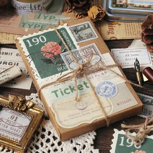 Lychee Life Vintage Scrapbooking Diy Stickers Pack Decorative Retro Ticket Diary Collection Diary Journal Supplies